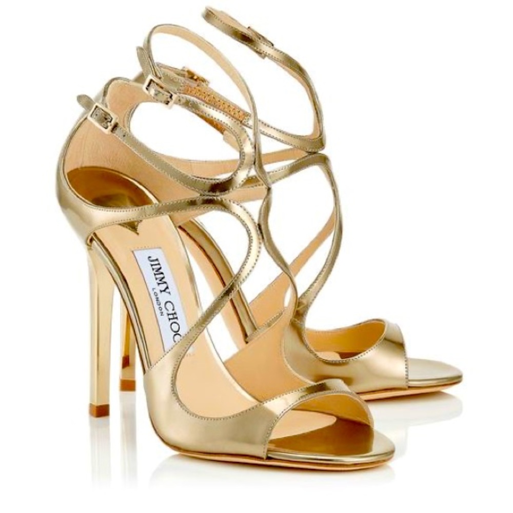 Jimmy Choo Lance Strappy Sandal Liquid Gold sz 39